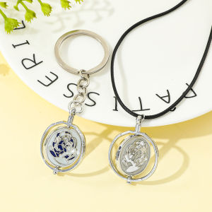 Game Jinx Blue Rose Rotatable Necklace - Anime Arcane Season 2 Inspired Metal Pendant Fashion Jewelry for Fans Collectors