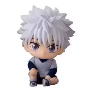 Bandai | 4pcs/Set Hunter x Hunter Chibi Sitting Anime Figure Cute Gon Killua Kurapika Leorio Doll Model Desktop Ornament Capsule Toy Gift