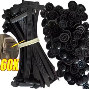 60Pcs Universal Cable Tie Buckle Self-locking Nylon Universal Cable Tie Buckle Plastic Fixing Strap Car Fastener Auto Accessories Tool