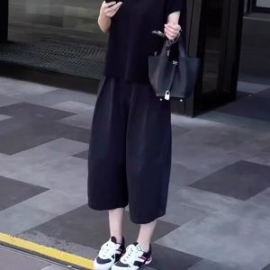 Quần Tây Nữ Màu Hải Quân Sẫm Cao Waist Rộng Gấu Bảy Tám