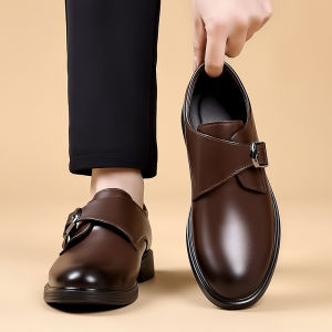 NUDANLAI | Leather Shoes Soft Bottom Buckle Closure Brown