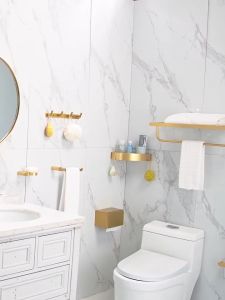 [OKLIFE. SG]Towel Rack，Bathroom Accessories Set Brushed Gold Bathroom Shelf