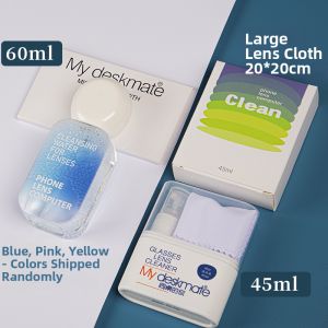 Portable 45ml Glasses Cleaning Liquid Spray Non-Damaging Eye Wear Cleaner with Microfiber Cloth for Lens Care Maintenance