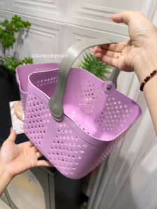 Pastel Flex Mesh Utility Basket – Portable Plastic Storage with Handle