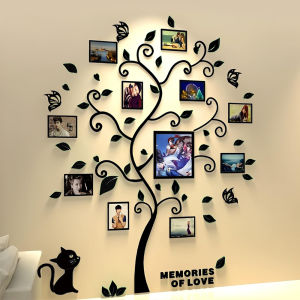 Acrylic Decal Cat Photo Frame Tree Wall Decor Chic 3D Wall Decal DIY Artistic Home Decoration Wall Sticker Photo Frame Tree