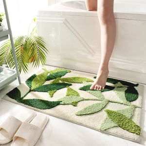 Green Leaves Bath Mat Non-Slip Absorbent Microfiber Bathroom Rug Entrance Door Mat Home Decor Christmas Gift 45x65cm 50x80cm