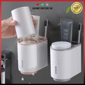 Bộ Cốc Đựng Bàn Chải Đánh Răng Cốc Đựng Nước Xúc Miệng Dán Tường Loại Xịn