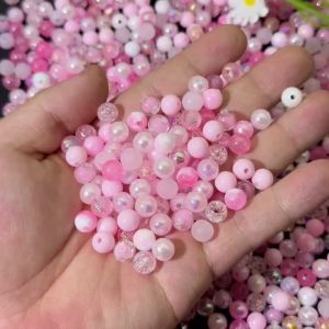 8mm 100pcs Black White Red Pink Purple Round Beads Frosted Round Beads for DIY Jewelry Making Bracelet Necklace Accessory