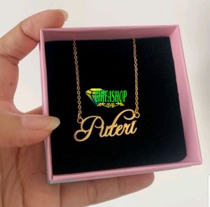 kalung liontin nama sendiri titanium anti karat lapis emas 24k
