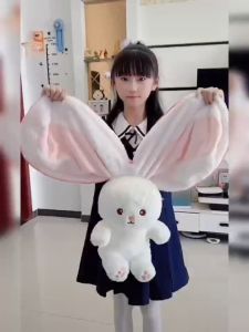 Cute Bunny Plush Toy 25CM - Soft Strawberry Carrot Novelty Doll for Kids Birthday Gift