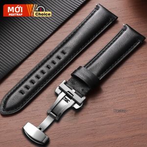 Dây Đeo Đồng Hồ Bằng Da Thời Trang Butterfly Clasp 20mm 22mm 24mm Tương Thích Với Đồng Hồ Thông Minh Seiko Samsung Galaxy Dây Đeo Tháo Nhanh