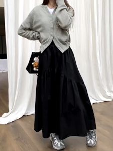 Womens vacation skirt casual high waisted A-line long dress