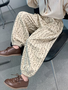 Girls Casual Floral Print Sweatpants Spring Autumn Korean Style Elastic Waist Long Pants Baby Fashionable Trousers for Kids