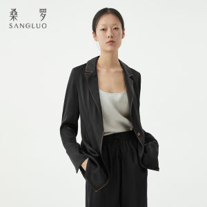 SANGLUO | Classic Versatile Soft Casual Silk Suit For Women 100% Mulberry Silk Outerwear Commutable Original Design Slim Fit Long Sleeve