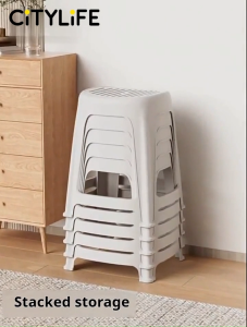 Citylife Plastic Stool Stackable Simple Chair Stackable Living Room Dining Stool PP Material - (Hold Up To 120kg)