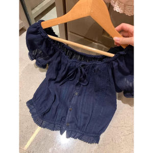 เสื้อเชิ้ตแขนสั้นผู้หญิงสไตล์เกาหลีทรงเข้ารูปสำหรับใส่ไปทำงานในช่วงฤดูร้อน ดีไซน์บางเฉียบ ปักลายผีเสื้อ เสื้อตัวบนแฟชั่น