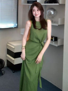 Homecore | Elegant Green Sleeveless Long Dress Womens Summer Fashion Slimming High-End Feel Unique Homecore Style Pure Color City Commute