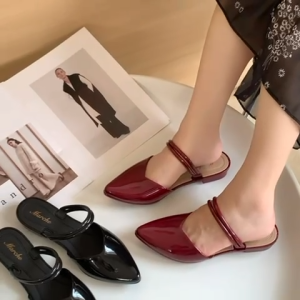 Z&R Women’s Jelly Rubber Flats – Pointed Toe 1-Inch Heel Half-Shoe Style for Casual or Formal Wear