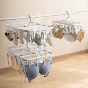 Sock Drying Rack Hanger Underwear Drying Rack Multi-clip Household Balcony Multi-functional Foldable Hanger
