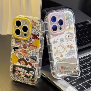 เคสโทรศัพท์แบบครอบเต็มสำหรับ Apple 17Promax 16Pro 15 14Plus IP13 ลายการ์ตูน 12 รุ่นใหม่ XSMax ป้องกันการตกหล่น 11 ดีไซน์เรียบง่าย 7/8P ปกป้อง