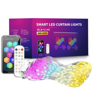 RGBIC Curtain Lights for Room Holiday Decor USB Bluetooth APP Remote Control Party Bedroom Decorative Lighting