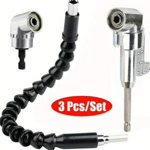 105 Degree Right Angle Screwdriver Extension Shaft Set and Premium 1/4 Inch Hex Bit Connector for Tight and Hard-to-Reach Spaces