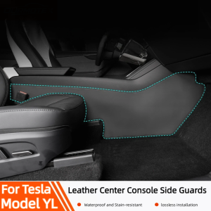 For Tesla Model YL/Y Juniper Center Console Side Anti-Kick Pad – Nappa Leather Protector Sticker Foot Guard Interior Accessories
