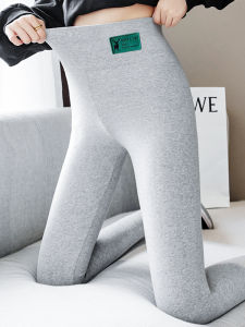 High Waist Cotton Vertical Striped Womens plus Size Bottoming Pants Thin Elastic Solid Color Nine Points Outdoor Wear