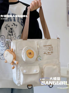 Adorable Food Tote Bag with Large Capacity for University Students Soft Nylon Cloth Shoulder Bag with Zipper Closure