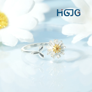 Nhẫn Nữ Bạc 925 HGJG Hoa Cúc Daisy Dễ Thương Thiết Kế Dạng Hở Trẻ Trung Năng Động Đeo Đi Chơi