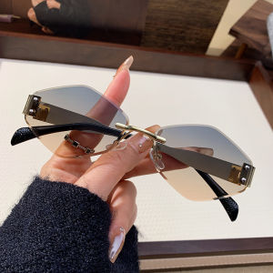 New Rice Nail Frameless Rhombus Sunglasses Mens Sunglasses Personalized Metal Frame Sunglasses 90318