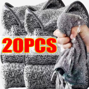 20PCS Bamboo Charcoal Cleaning Towel Thickened Absorbent Dishcloths Microfiber Cloth Rags Non-Stick Oil Wipe Cleaning Cloths Wholesale