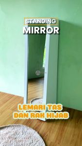 Cermin Standing Mirror Hijab Kombinasi Lemari Tas - Cermin Berdiri Lemari Tas dan Rak Hijab