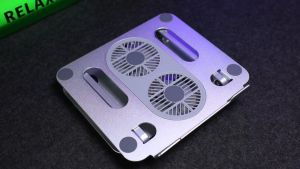 Meewoo Laptop Stand with Cooling Fan Adjustable Ergonomic Laptop Cooling Stand Portable Metal Laptop Riser Holder