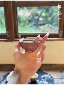 ถ้วยดื่มชาสไตล์จีนย้อนยุคสีแดงดอกไม้ ถ้วยดื่มชาหญิง ถ้วยดื่มชาแบบแยกชิ้น ผลิตจากจีนแผ่นดินใหญ่ ถ้วยดื่มชาแบบทำมือ