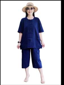 เสื้อหม้อห้อม มีให้เลือกตั้งแต่ไซส์ S-8XL ผ้าฝ้ายย้อมครามเนื้อผ้าสีเดียวกันทั้งผืน.