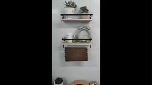 HBM Rak Gantung Dinding Kamar Mandi Minimalis Rak Bumbu Dapur Gantungan Handuk Tempel Dinding Rak Gantung Kayu Besi Serbaguna