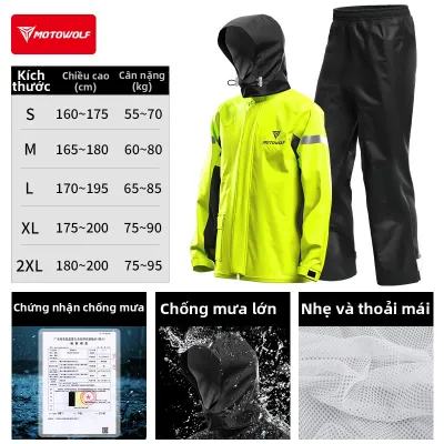 MOTOWOLF | Bộ Áo Mưa Cho Người Đi Xe Máy Chống Thấm và Thoáng Khí