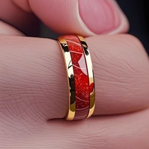 8MM Fashion Men Women Red Stone Inlay Stainless Steel Rings Unique Wedding Engagement Jewelry Party Steel Ring Accessories
