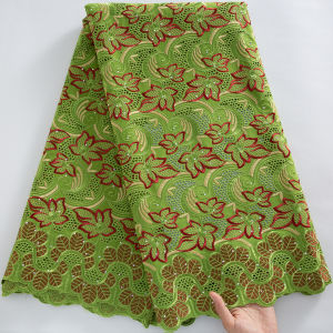 5Yards African Swiss Voile Lace Fabric With Rhinestones Floral Embroidery Nigerian Cotton Lace For Wedding Party Dress Sewing