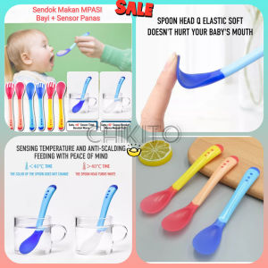 Alat Makan Bayi / Sendok Makan Bayi Silikon MPASI Sensor Panas
