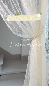【100×200cm】Lace Curtain Solid Color Green Flower Butterfly Sheer Curtain for Living Room Bedroom Kitchen Door Window