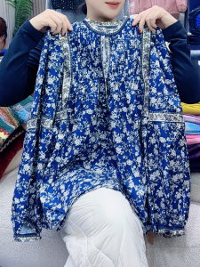 QINGNAER | Big Size Womens Blouse with Retro Bell Sleeves and Flower Prints
