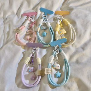 3D Weaving Nylon Lanyard Pendant Cloud Star Phone Case Universal Accessory Cute Girl Heart Mobile Phone Hanging Ornament Keychain Earphone Case Portable Wristband Hand Ring