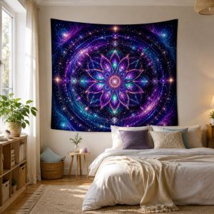 VIKAMA Universe Star Chart Mandala Wall Tapestry Planet Cosmic Astrology Home Decor Lovely Gift Soft Durable Cozy Aesthetic Cute