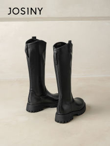 Josiny | Comfortable Soft-soled V-Neck Wide-calf Tall Riding Boots