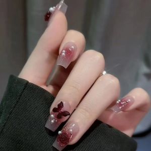 Gradual Nude Long Wearing False Nails Natural Whitening Bridal Nail Art Durable Elegant Nail Tips for Wedding