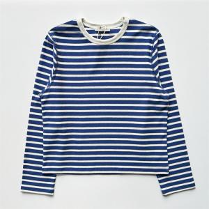 Classic Casual Striped Color Block Long Sleeve T-Shirt Loose Fit Cotton Knitted round Neck Commute Style for Ladies in China
