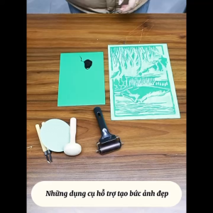 Những Dụng Cụ In Khắc Thủ Công – Tấm Cao Su Khắc Lino-Lăn Ép Cây Nấm-Bàn Ép Tròn – Làm Tranh In Stamp LIM ART