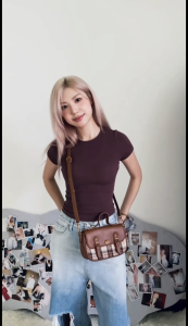 Disney Mickey Shoulder Bag Checks Camel Leather Style Adjustable Large Capacity Handle Bag Suitable for Girls and Ladies for Daily Use